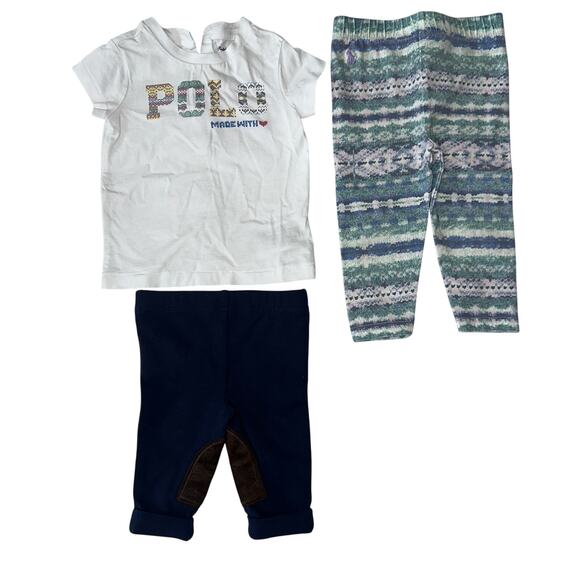 Ralph Lauren Baby Girl Riding Set - Top-6M, Pants-3M, Leggings-9M Runs Small - Picture 1 of 9